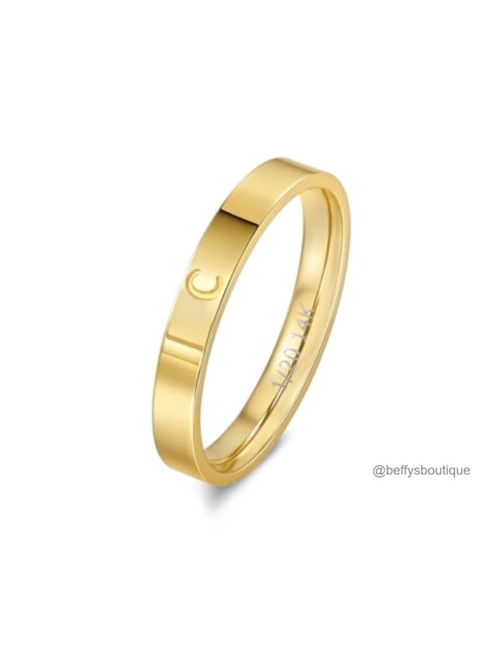 14K Gold Filled Initial Rings for Women Non Tarnish Stackable Wedding Bands